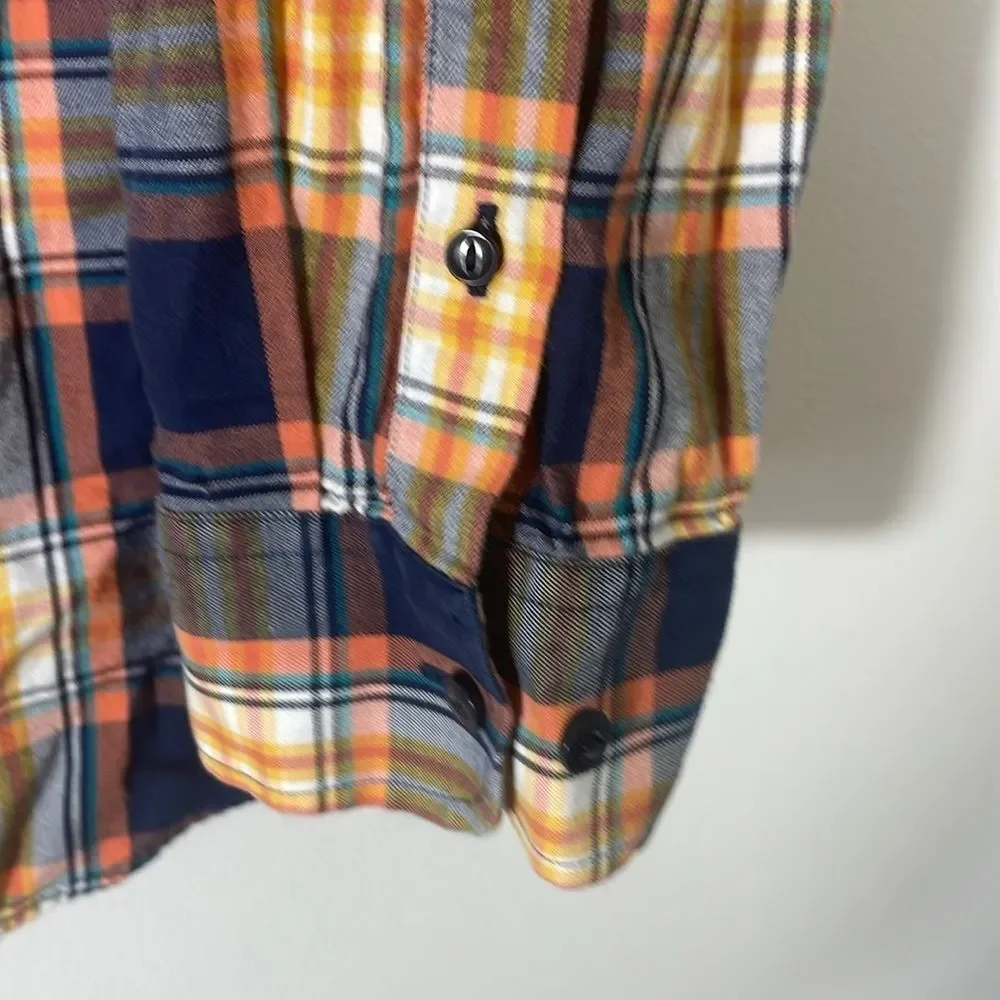 Banana Republic Orange & Blue Lightweight Flannel Size XL
